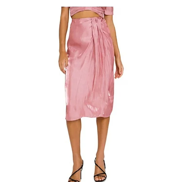 Endless Rose Skirts Endless Rose Mettalic Gold Pink Midi Skirt
